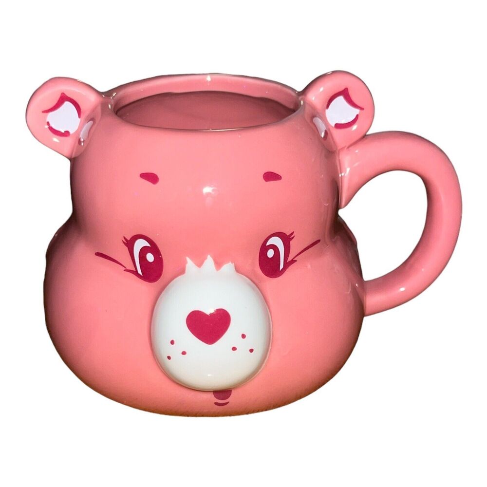 Care Bears Pink Cheer Bear Heart Nose Ceramic 20 oz Figural 3D Sculpted Mug Cup